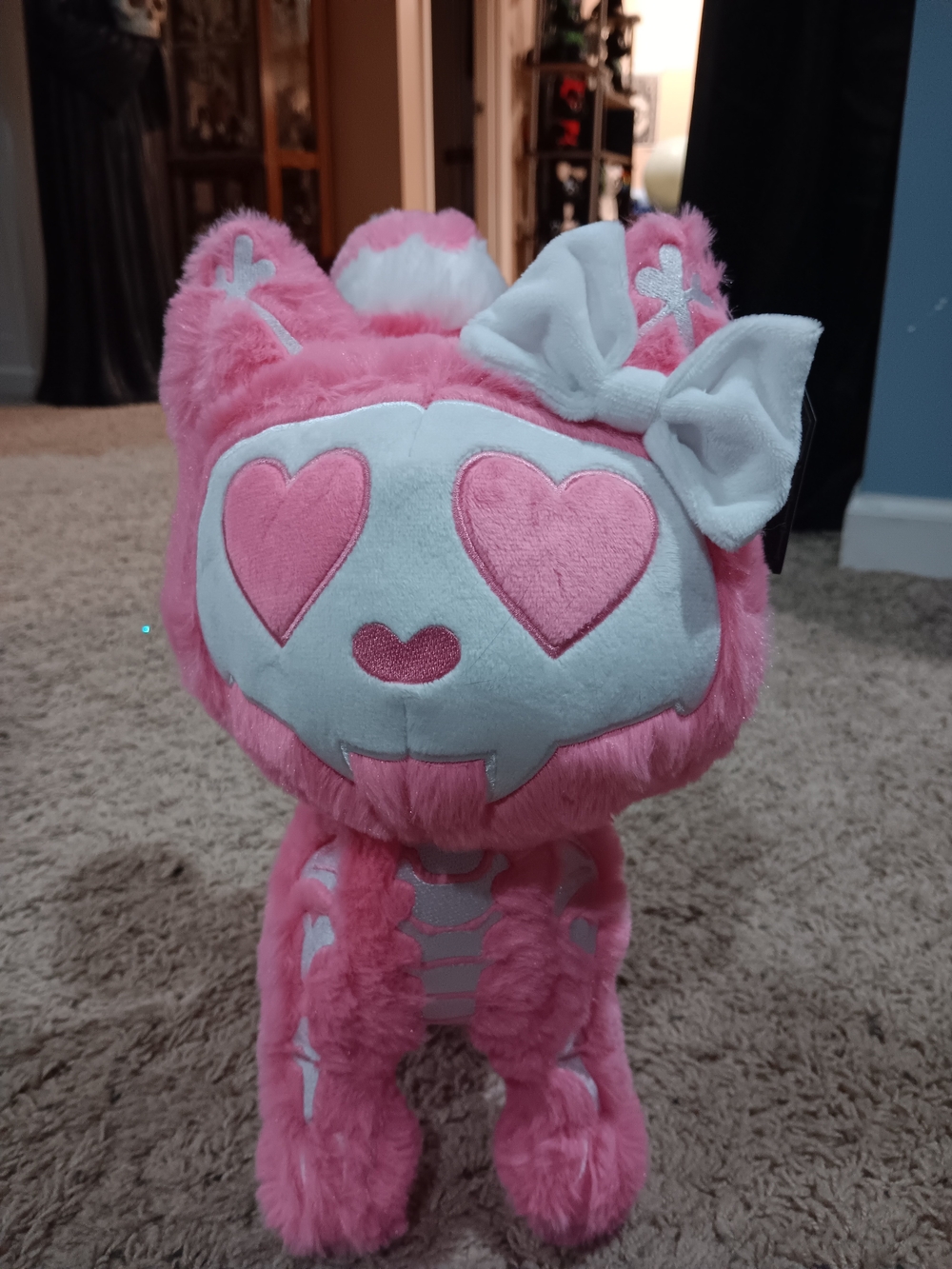 Killstar Pink and White Heart-Eyed Plush Cat
